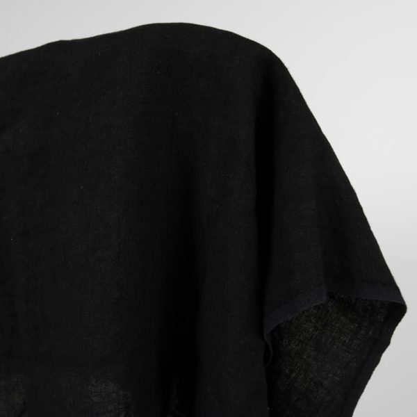 Washed heavy linen fabric black colour 140cm