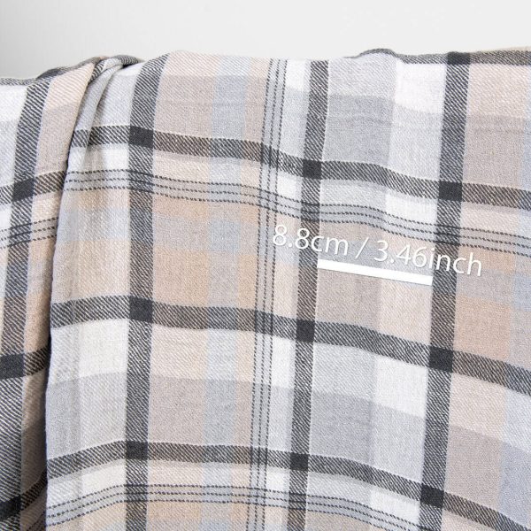 Heavy linen fabric checked light and dark grey ,washed, with measurements