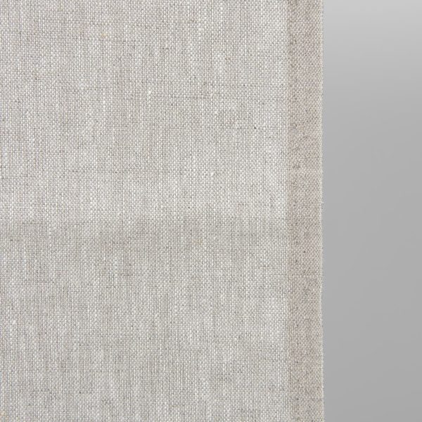 Light grey narow pure linen plain fabric close up detail