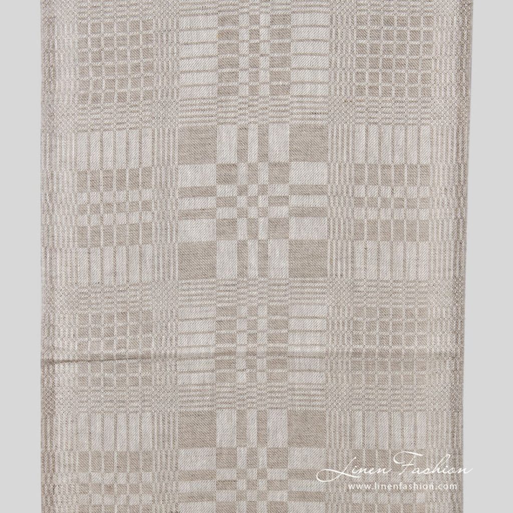 Grey linen fabric in checks