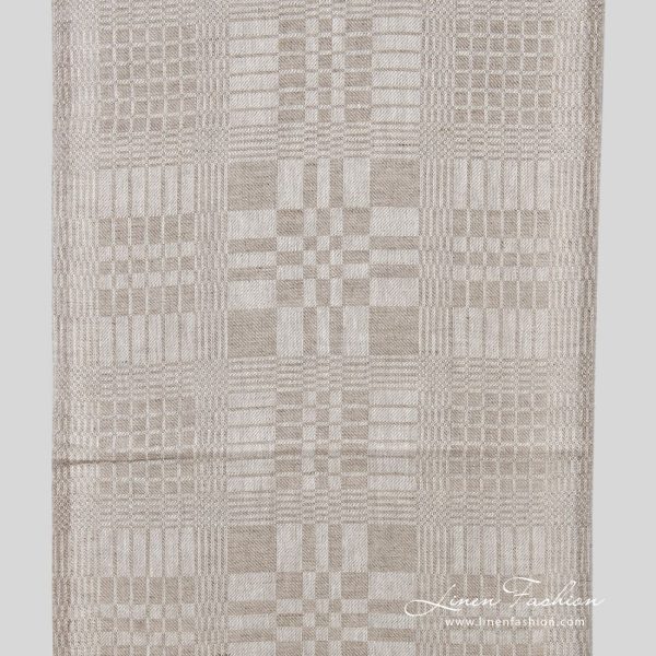 Grey linen fabric in checks