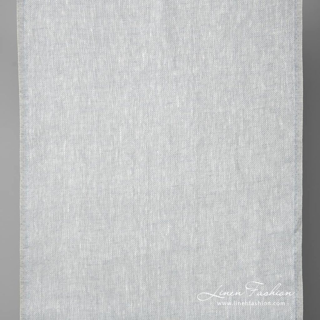Narrow linen fabric in white-grey melange