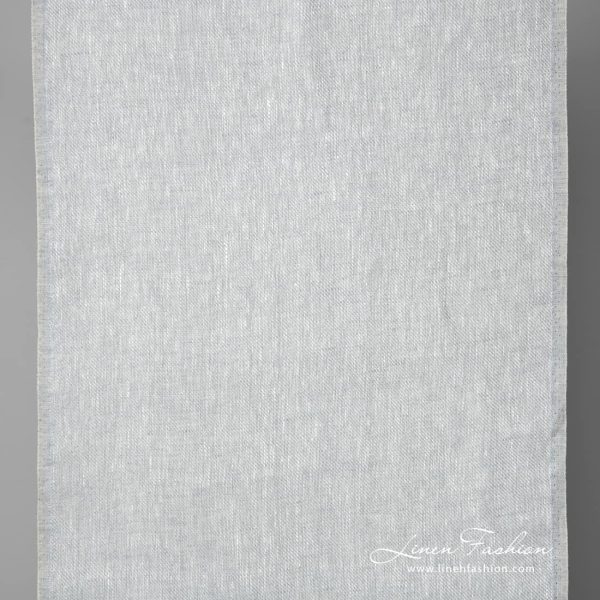 Narrow linen fabric in white-grey melange
