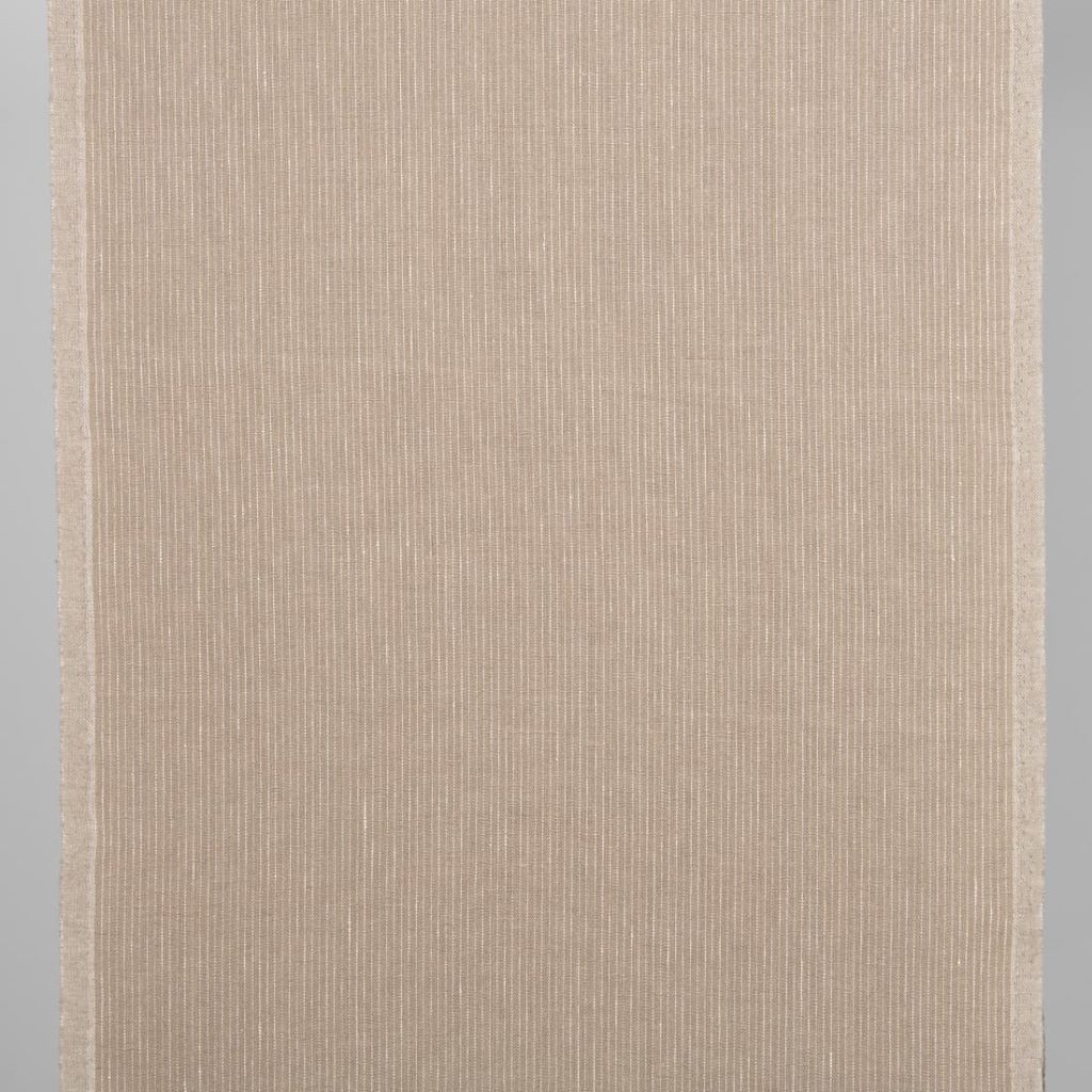 Narrow linen fabric nude colour with white stripes