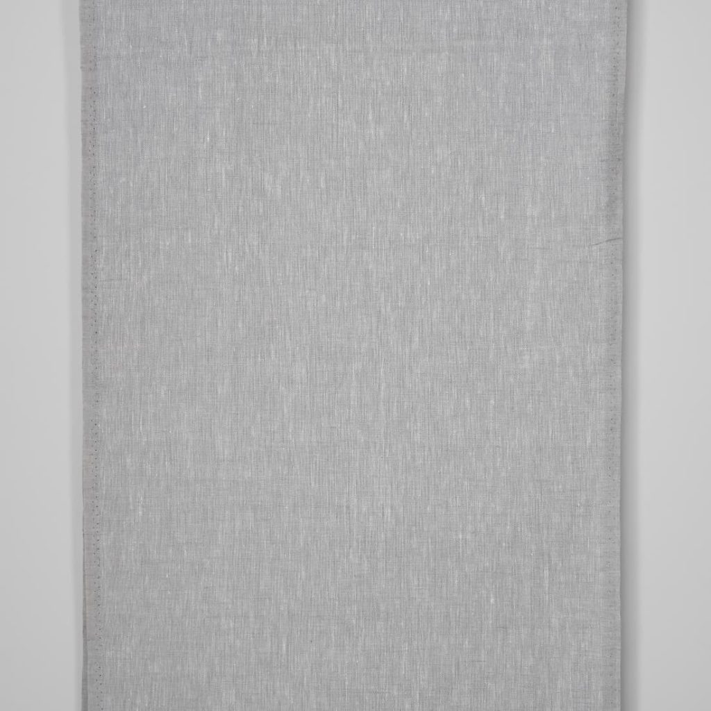 Narrow linen fabric in white and grey melange