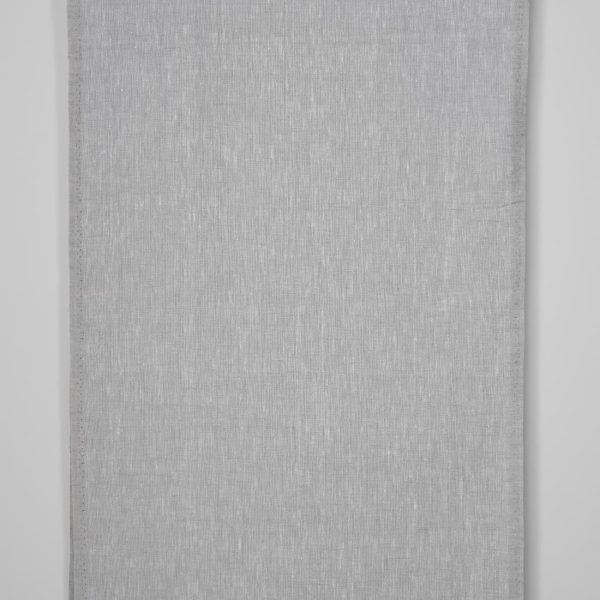 Narrow linen fabric in white and grey melange