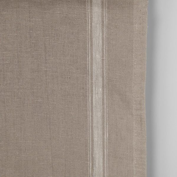 Narrow linen fabric brownish-grey white stripes on sides, 100% linen