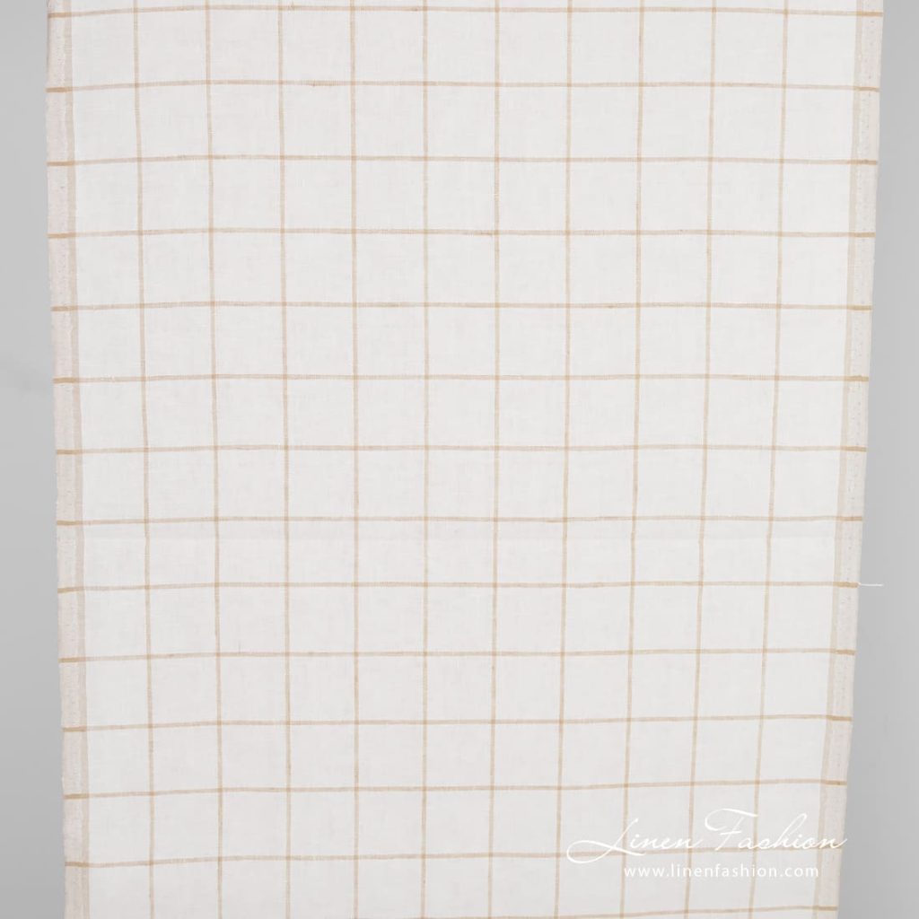 Linen fabric in beige checks