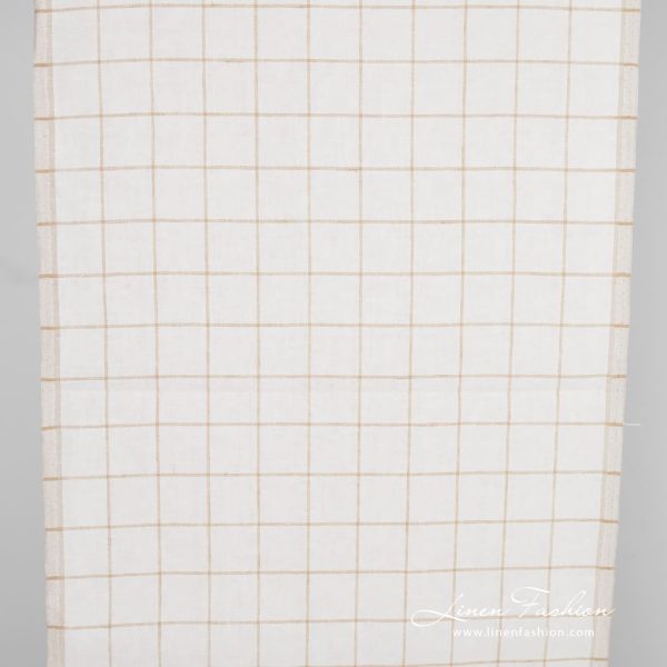 Linen fabric in beige checks