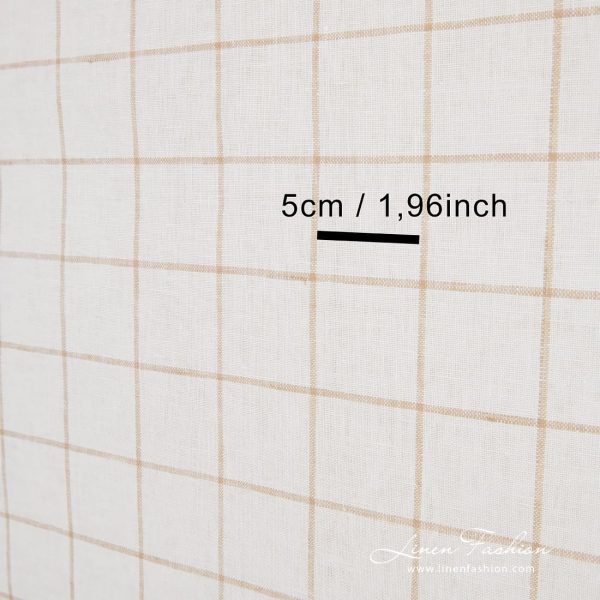 Linen fabric in beige checks, perfect for kitchen towels