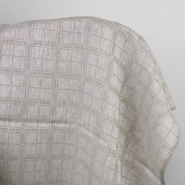 Linen fabric natural and white checks