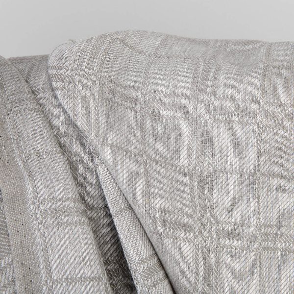 Linen fabric natural and white checks