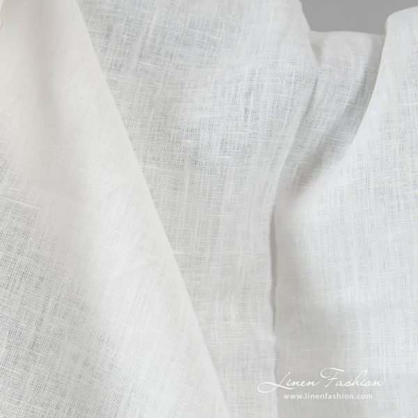 Off-white linen fabric in plain weave