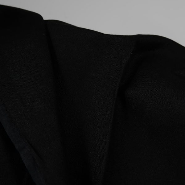 Heavy linen fabric black colour close up detail