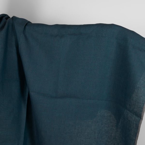 Heavy linen fabric deep blue turquoise colour