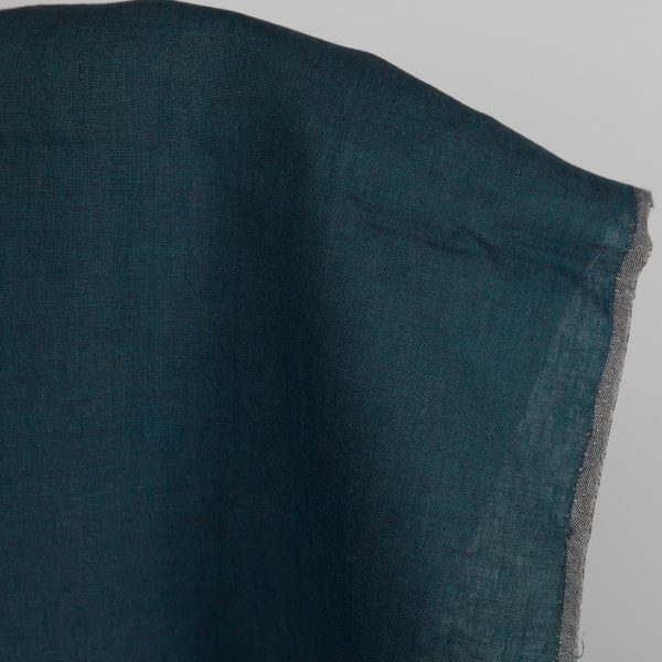 Heavy linen fabric deep blue turquoise colour product photo