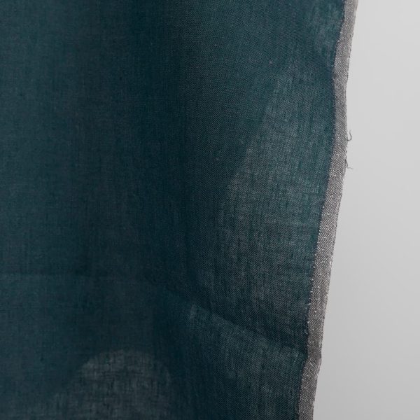 Heavy linen fabric deep blue turquoise colour edge