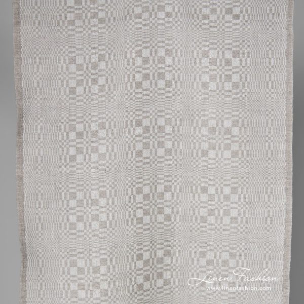 Grey patterned narrow linen / cotton fabric