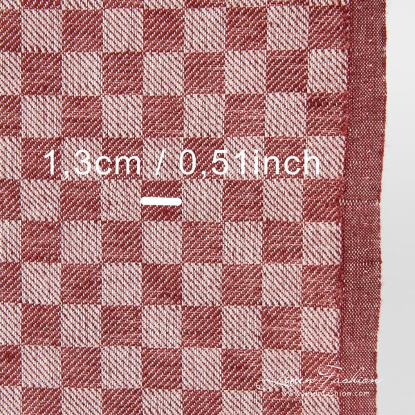 Bordeux checked linen cotton fabric.