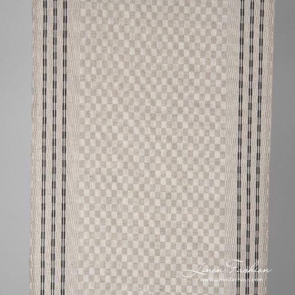 Narrow linen cotton fabric in grey checks.