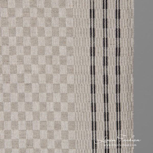 Linen cotton fabric in grey checks.