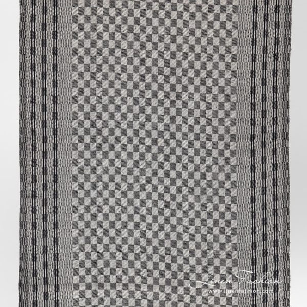 Narrow linen cotton fabric in black checks.