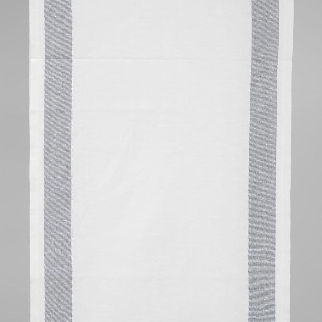 Narrow linen cotton fabric white colour with grey stripes