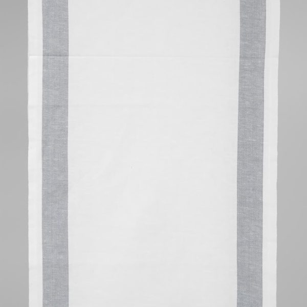 Narrow linen cotton fabric white colour with grey stripes