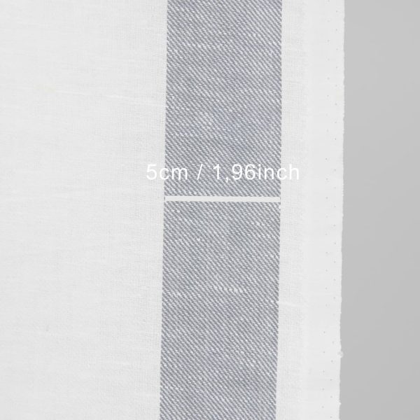 Narrow linen cotton fabric white colour with grey stripes with measurements