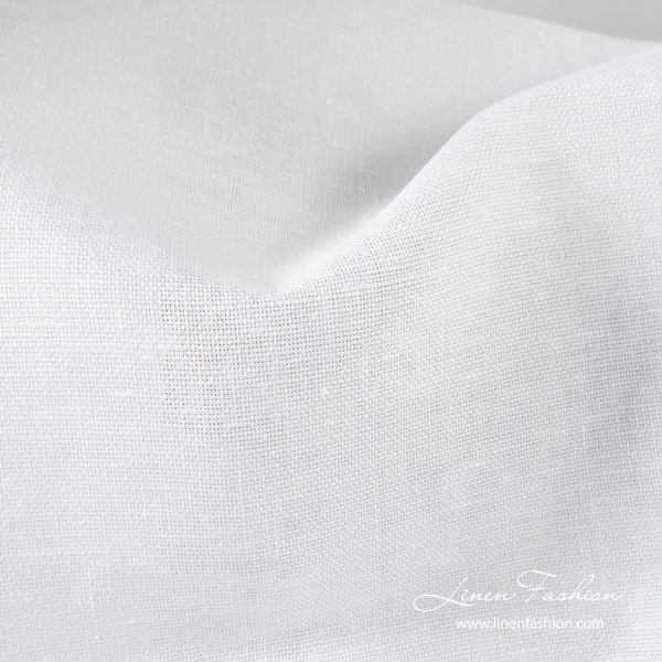 Bright white linen fabric in panama weave