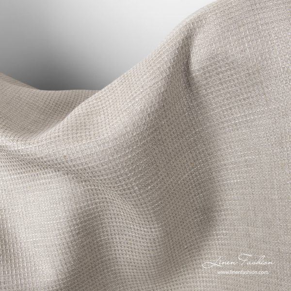 Natural flax colour waffle pattern linen fabric