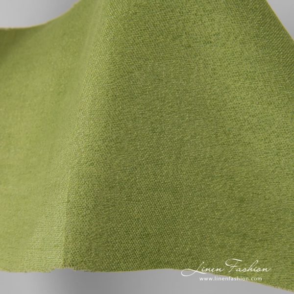 Panama weave linen fabric in green.