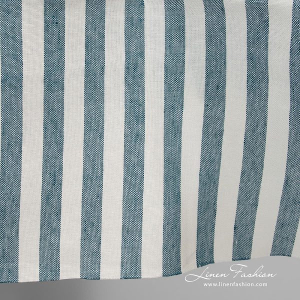 100% linen fabric in turquoise stripes.