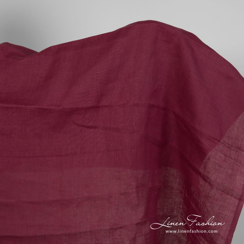 Linen fabric deep cherry colour