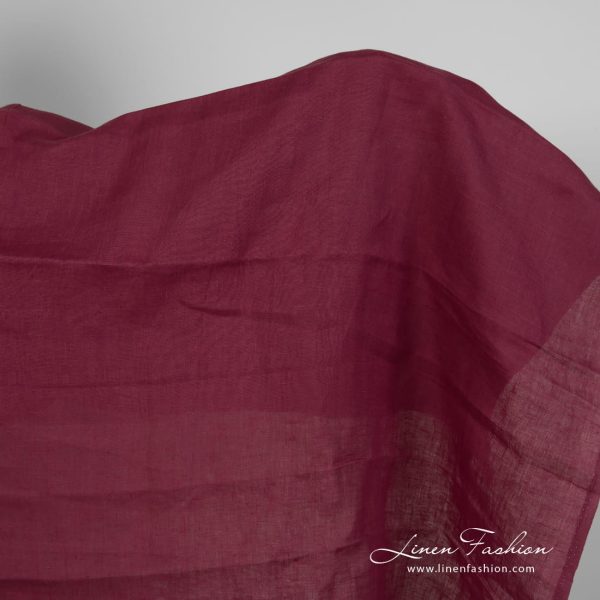 Linen fabric deep cherry colour