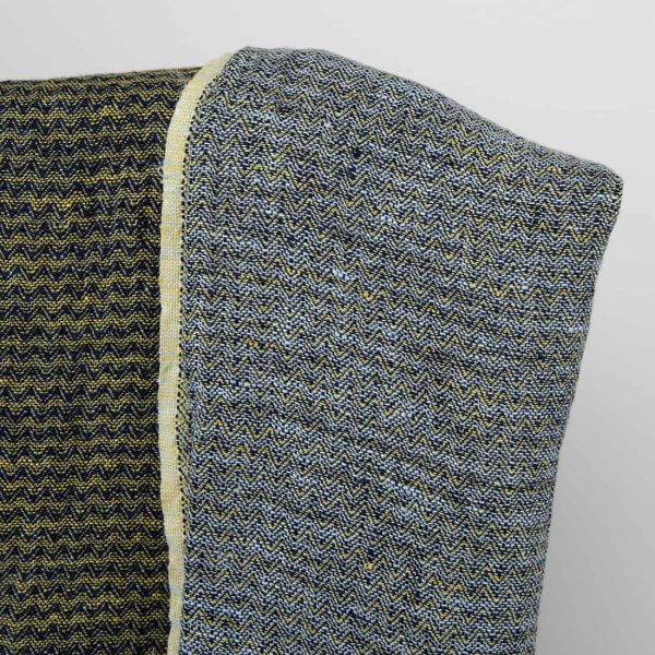 Linen fabric washed yellow and blue, double sided