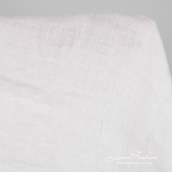 White linen fabric in checks, washed