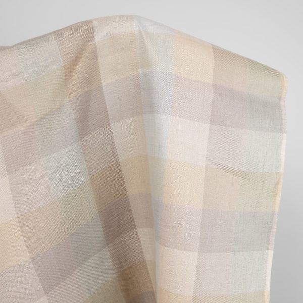 linen fabric checks beige sand