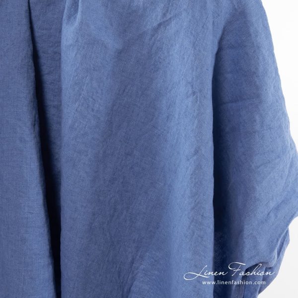 Washed linen fabric in cornflower blue.