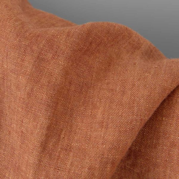 Washed linen fabric warm brown and clay melange, soft to touch