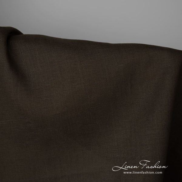 Linen fabric dark moss green colour 150cm
