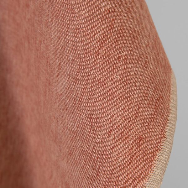 Linen fabric brick red with beige melange, plain weave