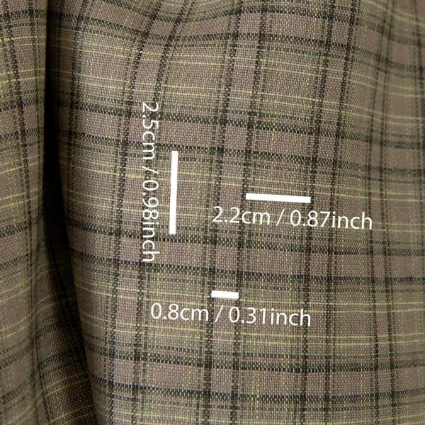 リネン生地 ブラウン・グリーンのチェック柄 - 画像 (4)