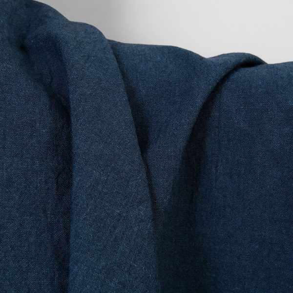 Washed linen fabric in dark blue, 145cm width