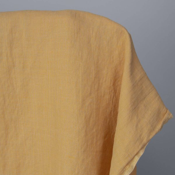 Washed linen cotton fabric in yellow-sand small pattern 145cm