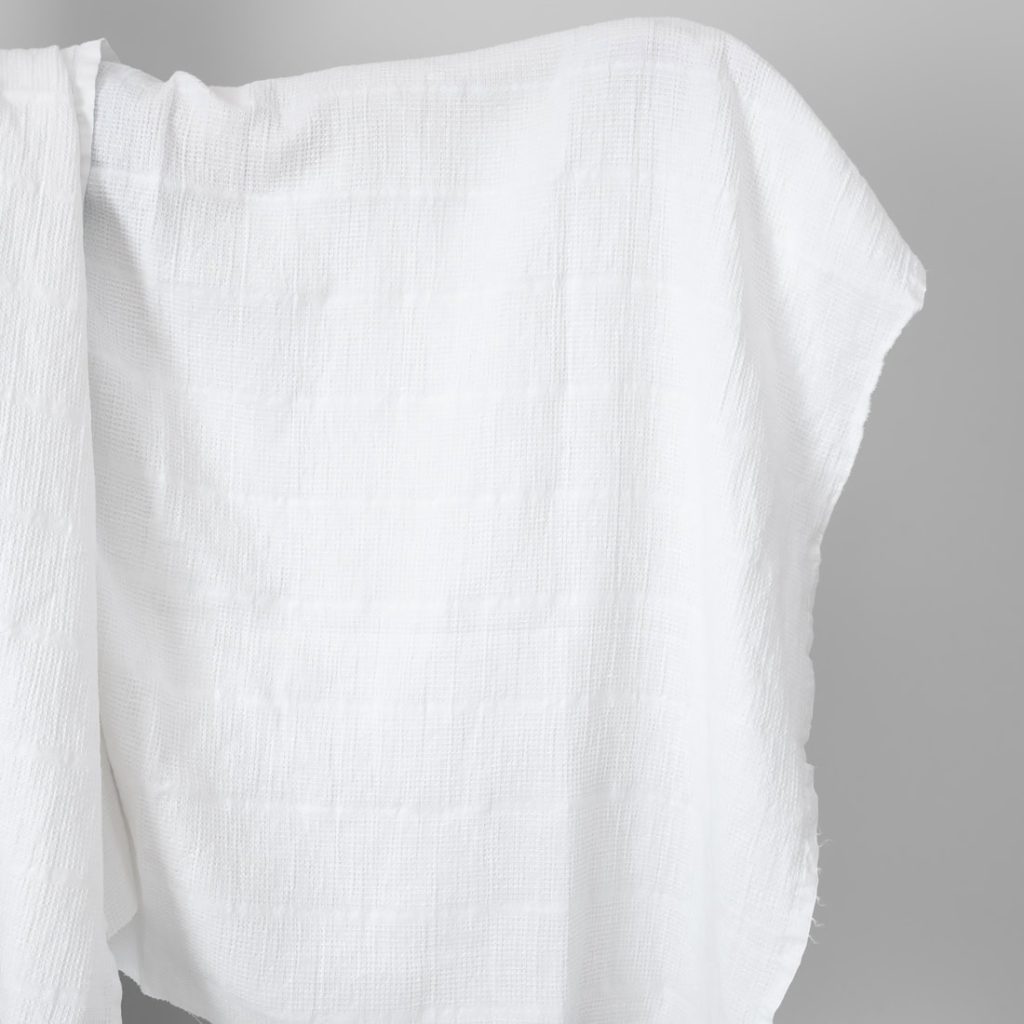 linen cotton white waffle, washed.