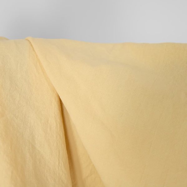 Washed linen cotton fabric light yellow, mid-weight