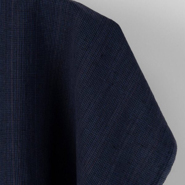 Linen cotton fabric dark multicolour striped, specially washed