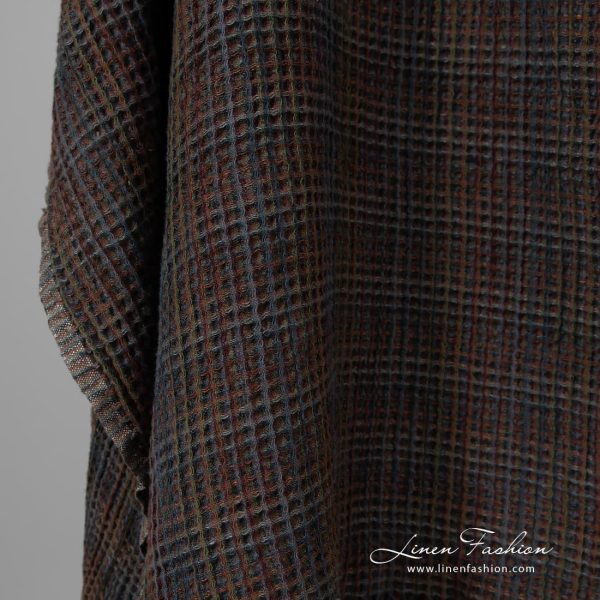 Washed linen cotton multi coloured fabric.