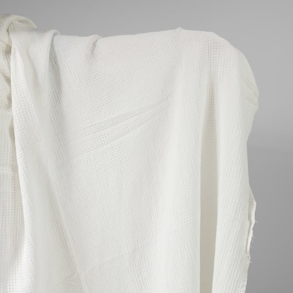 Washed linen cotton fabric off-white waffle